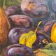 Still life with quetsches and pears signed and dated 1935