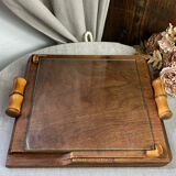 Wood and glass bamboo plateau