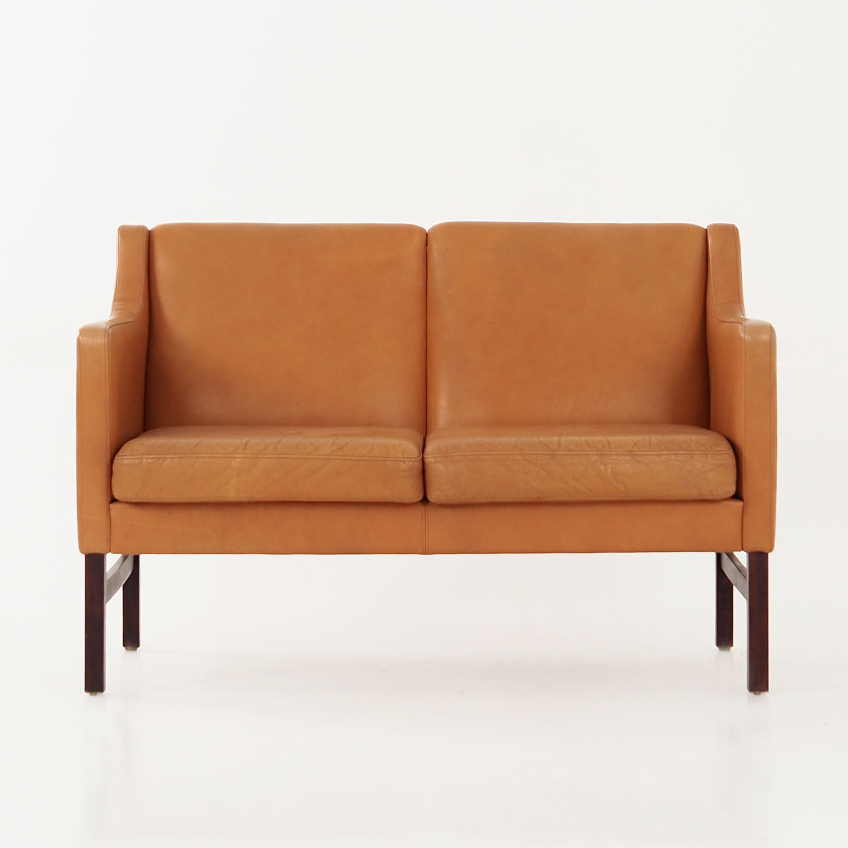 Leather two-seater sofa, 70s Scandinavian design