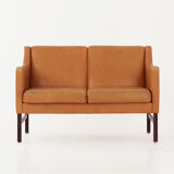 Leather two-seater sofa, 70s Scandinavian design