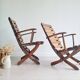 Pair of antique wooden deckchairs - Clairitex antique armchairs