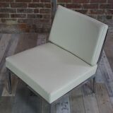 Pair of chrome and leather armchairs