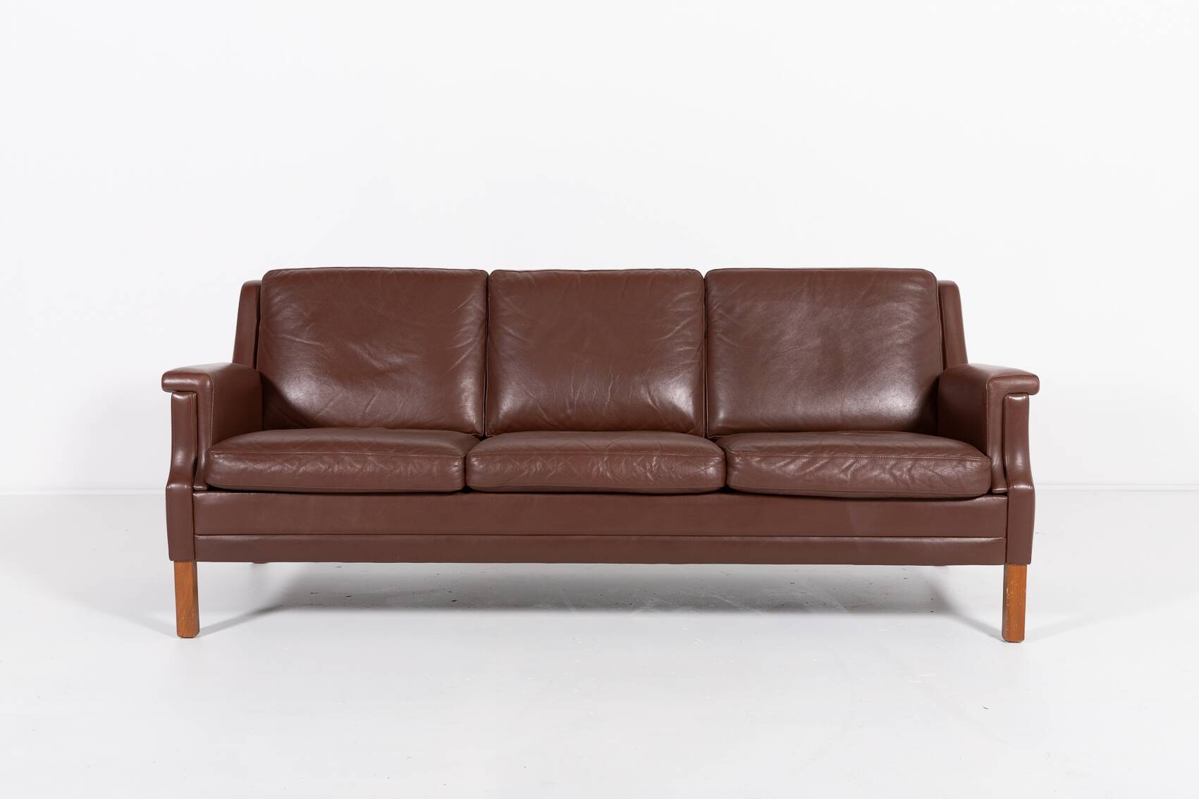 Canapé vintage en cuir marron de Mogens Hansen, Danemark 1980