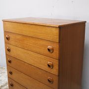 1970’s mid century teak chest of drawers with lid compartment