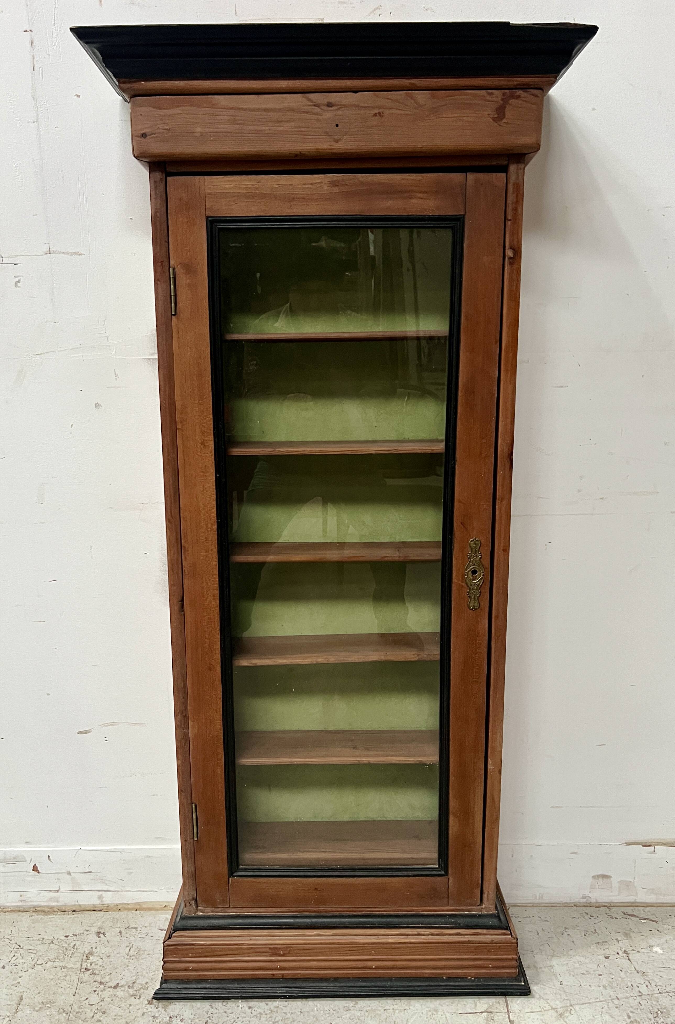 Vitrine murale en bois naturel XIX siècle