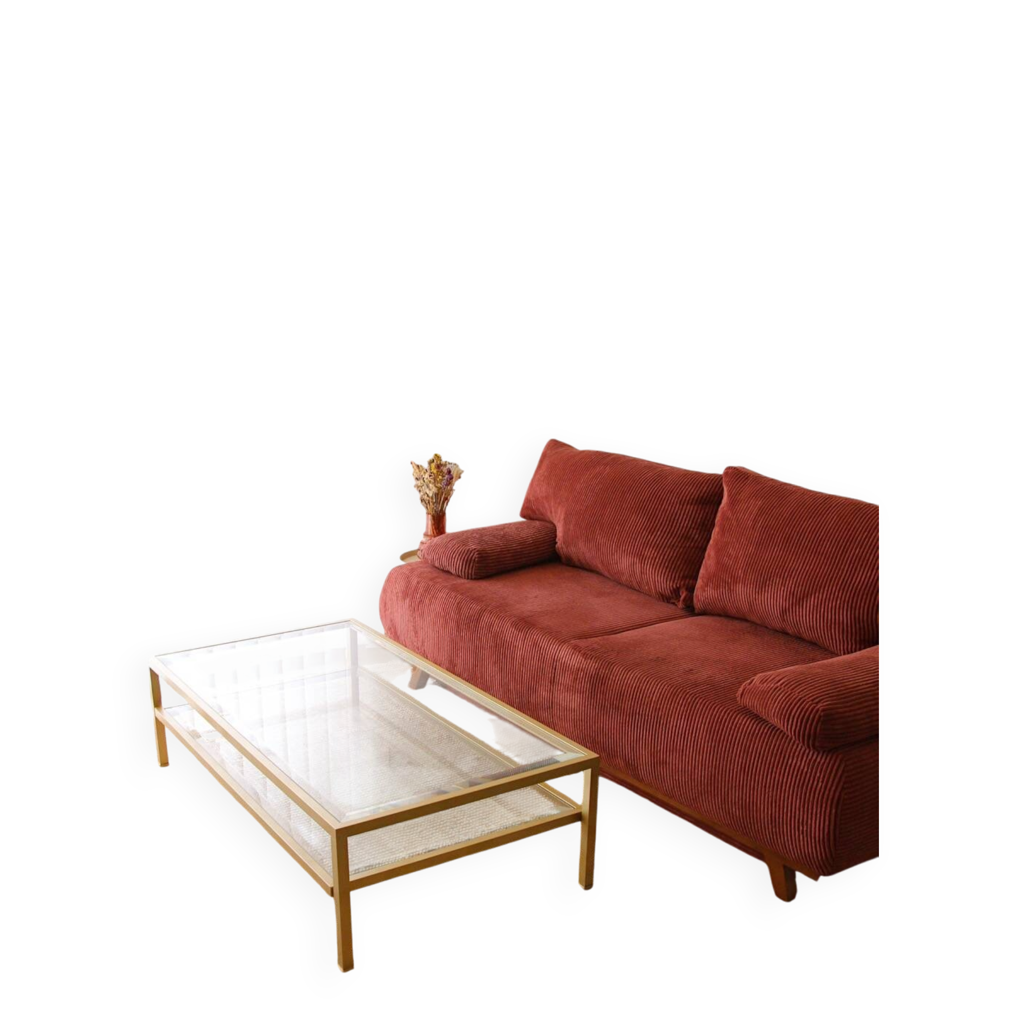 Vintage gold metal coffee table