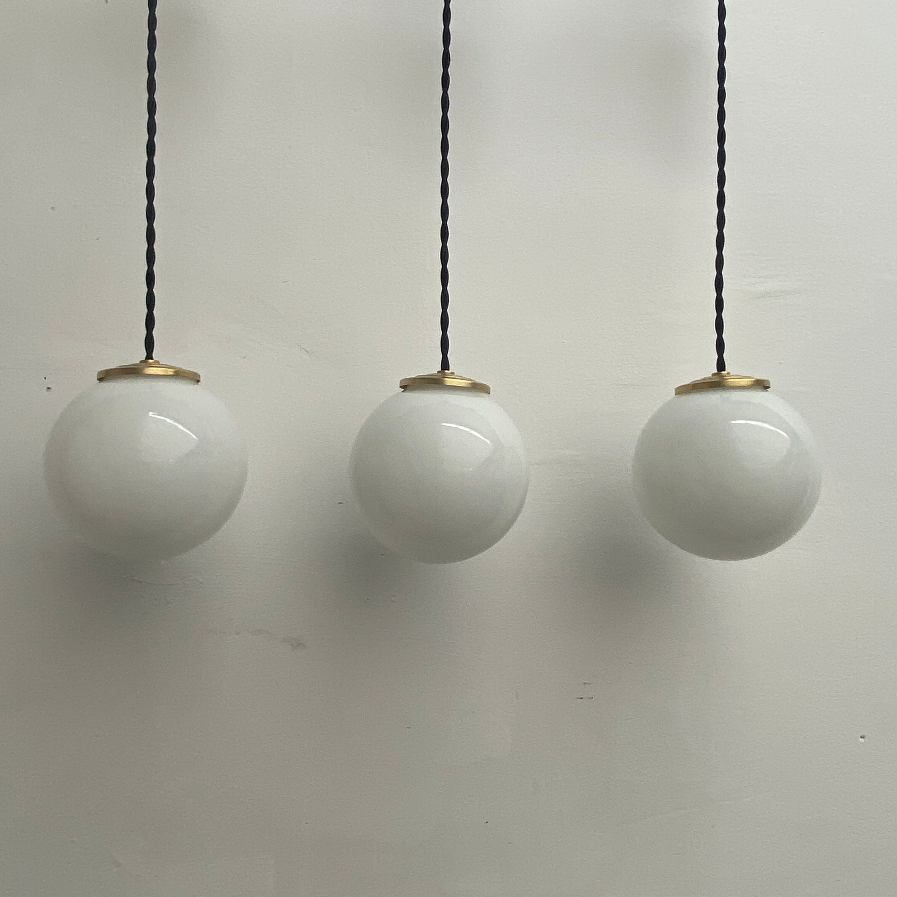 Lot 3 vintage opaline hanging lamps