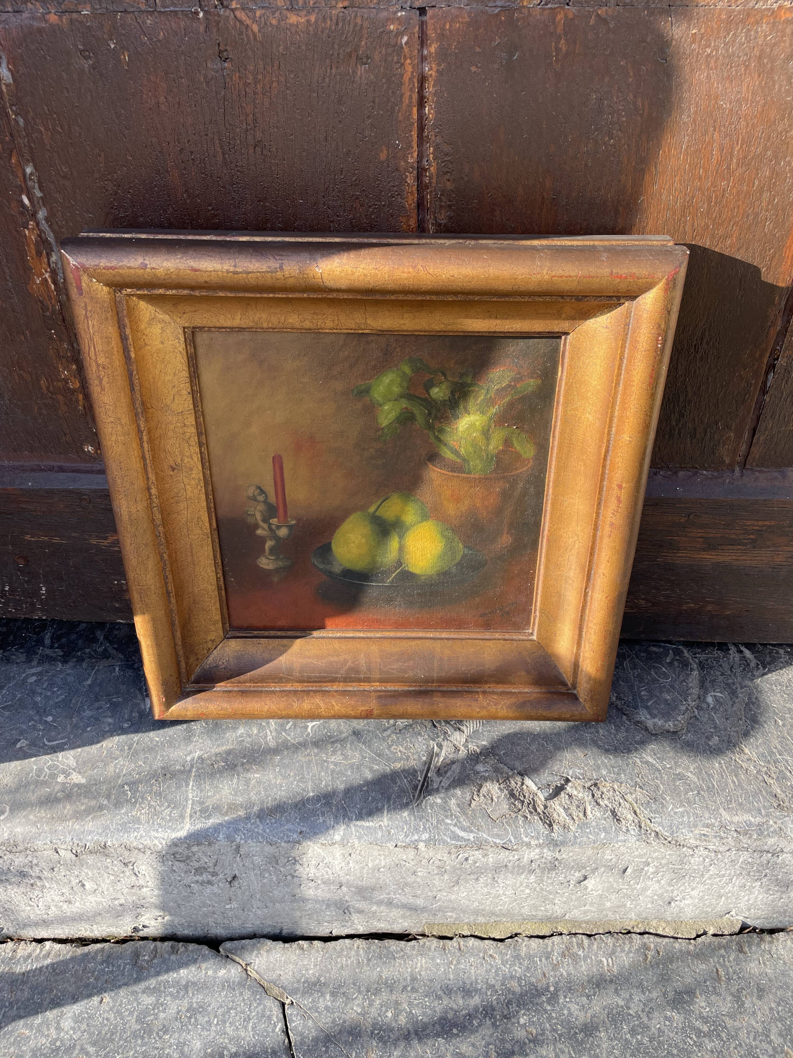 Still life with three apples, oil on canvas, 1940