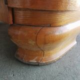 Buffet de cuisine galbe allemand double corps orme 1950s 6 tiroirs vitrine mag