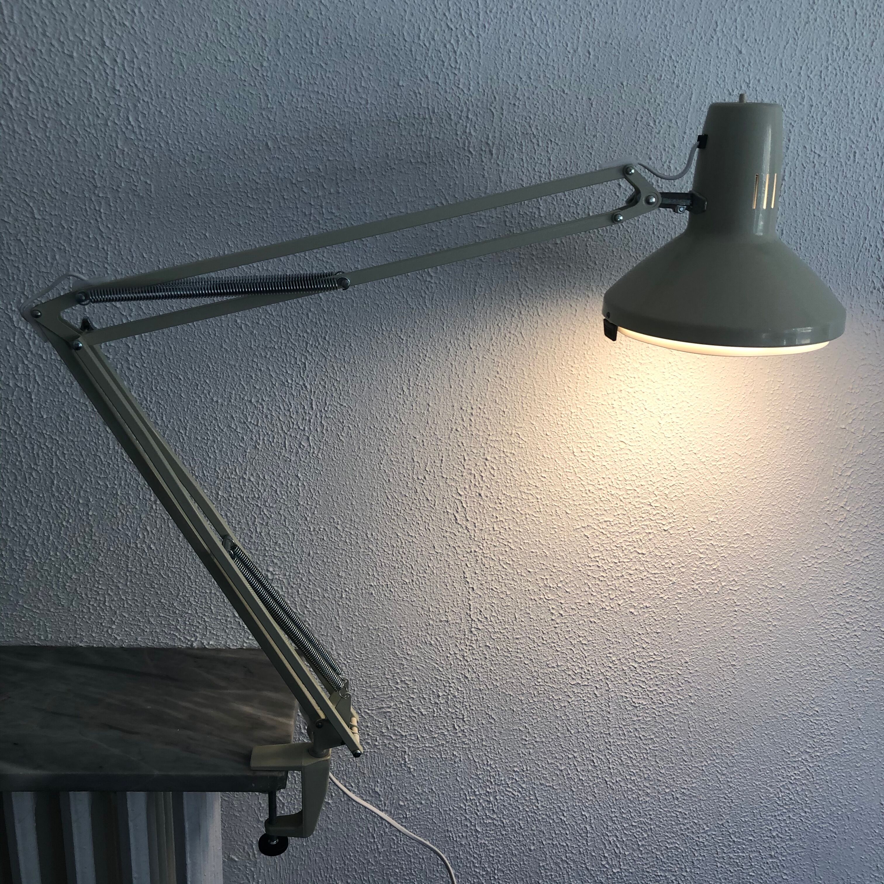 Vintage white Ledu architect lamp 1970