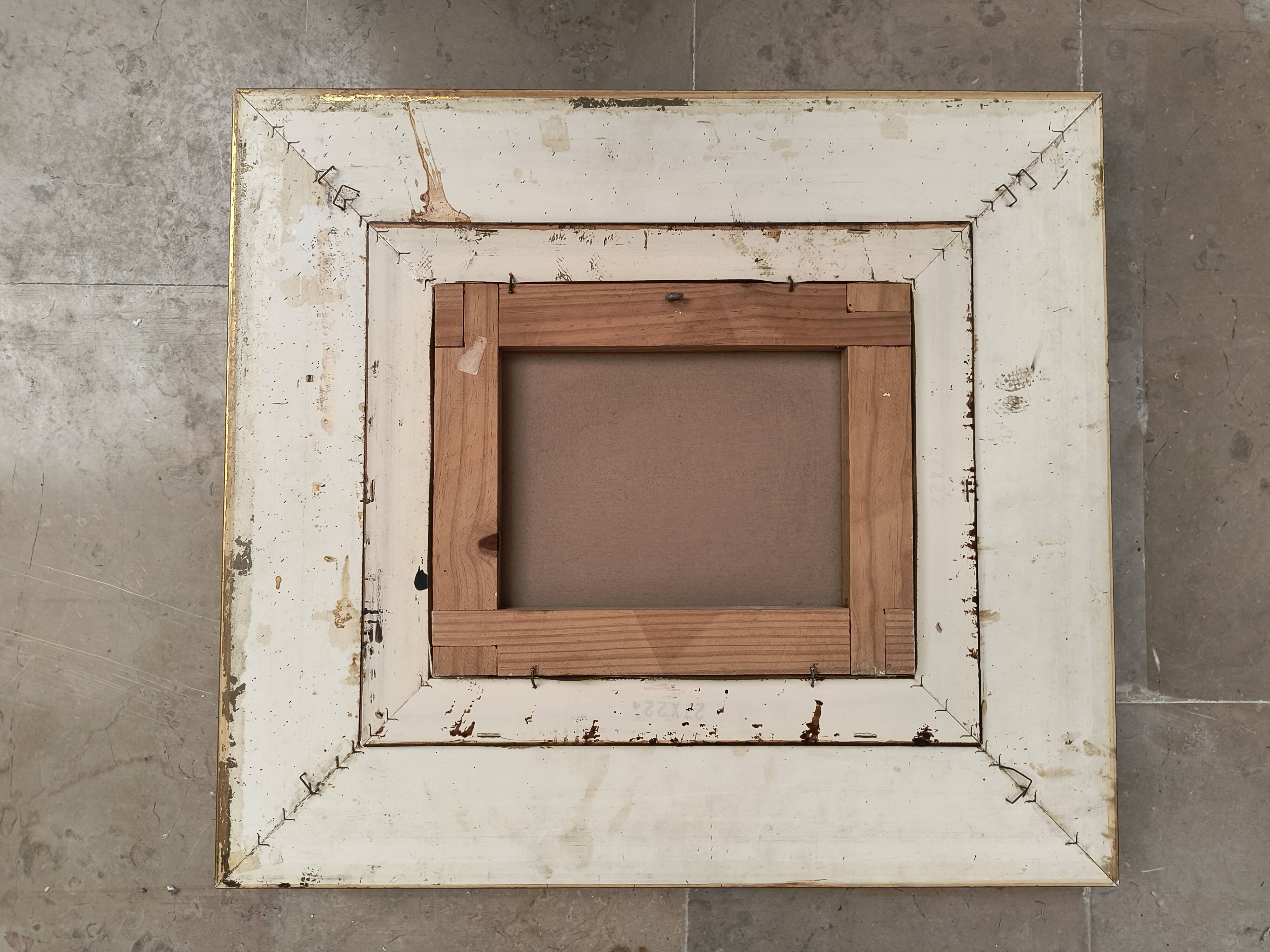 Oil on canvas signed R. Michel - Gilded frame with elm burl.