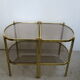 Paire de tables d’appoint en laiton et verre fumant des années 70