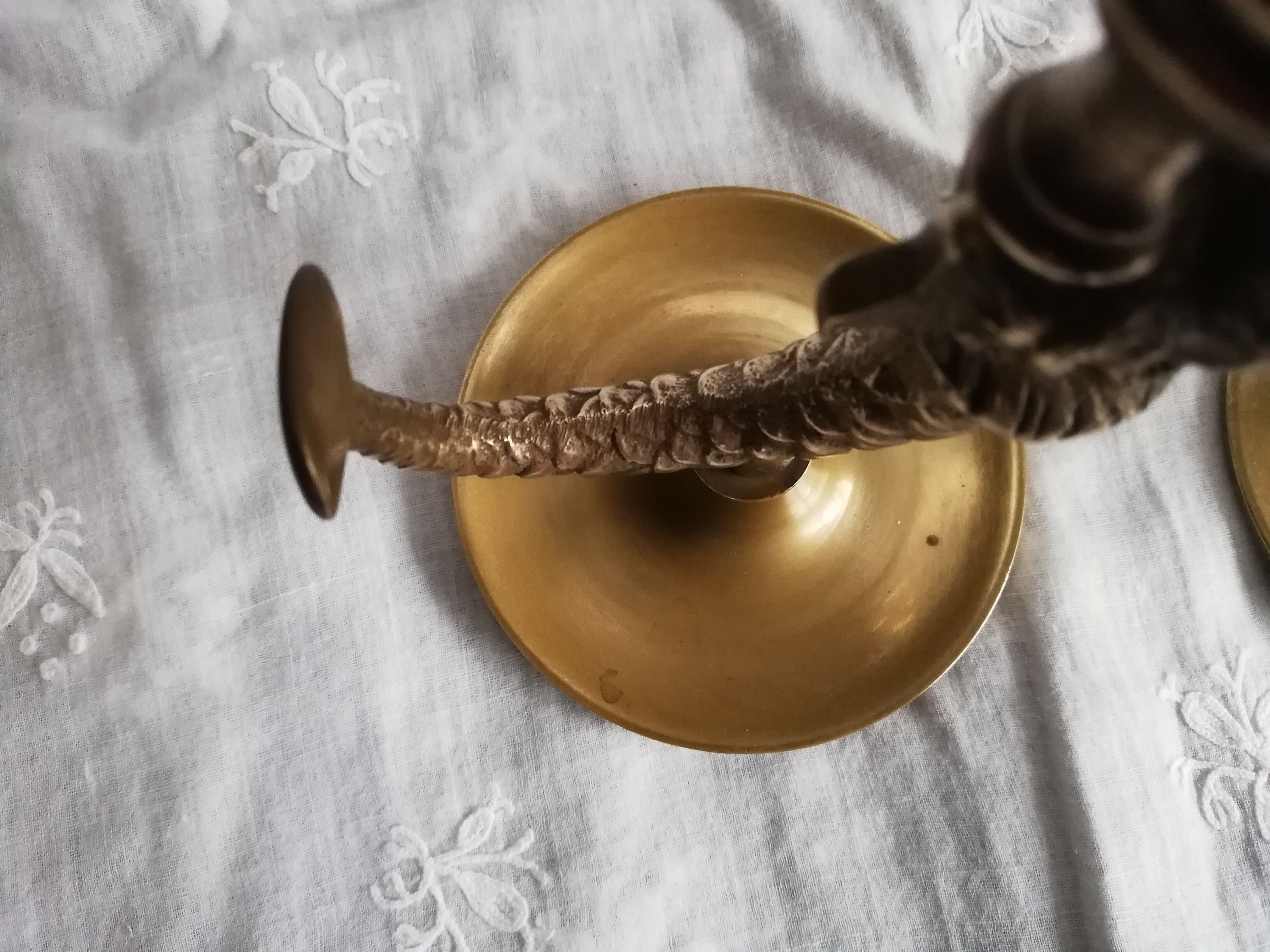 Duo brass fish candlesticks
