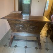 Old Provençal kneading trough in carved wood (Maie)