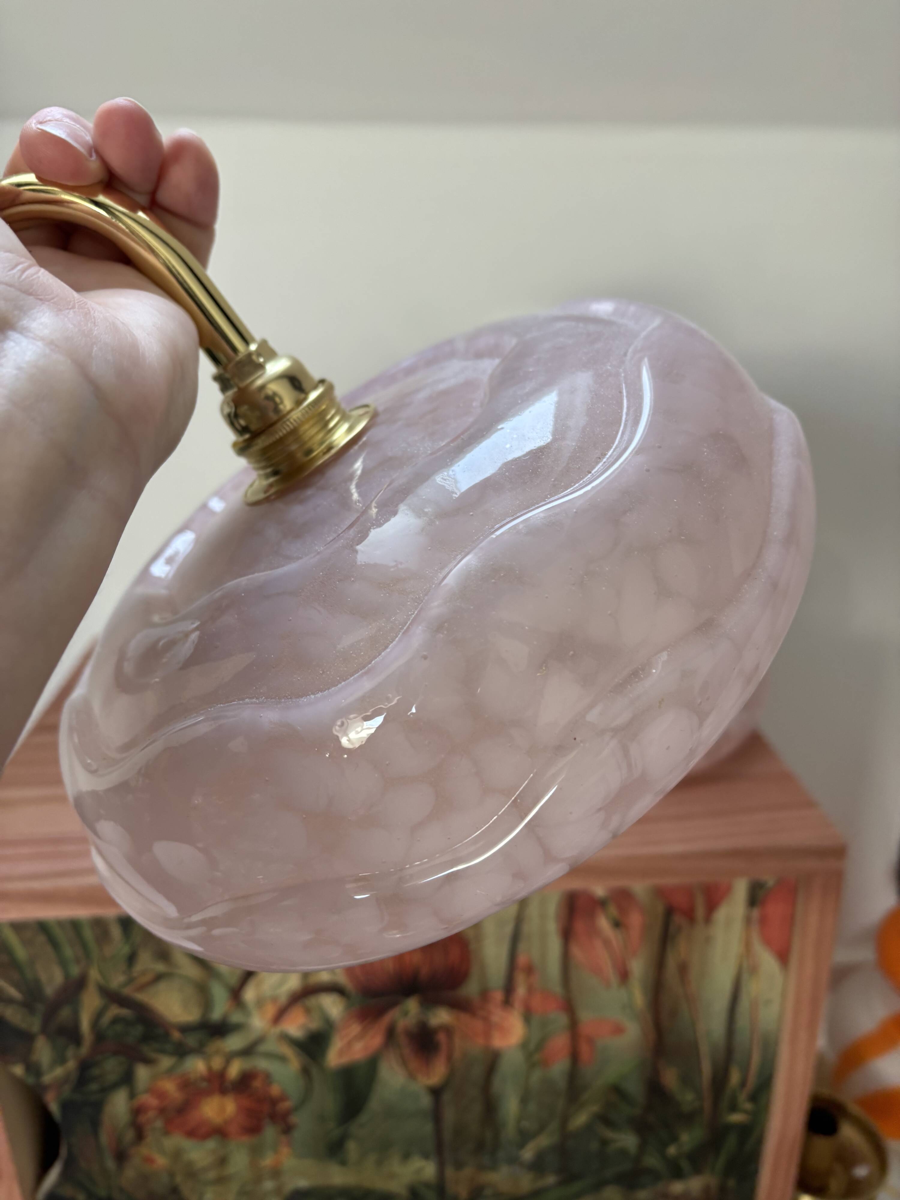 Pair of Art Deco speckled glass sconces