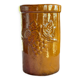 Magnificent enamelled terracotta wine pot or cooler, 19th century