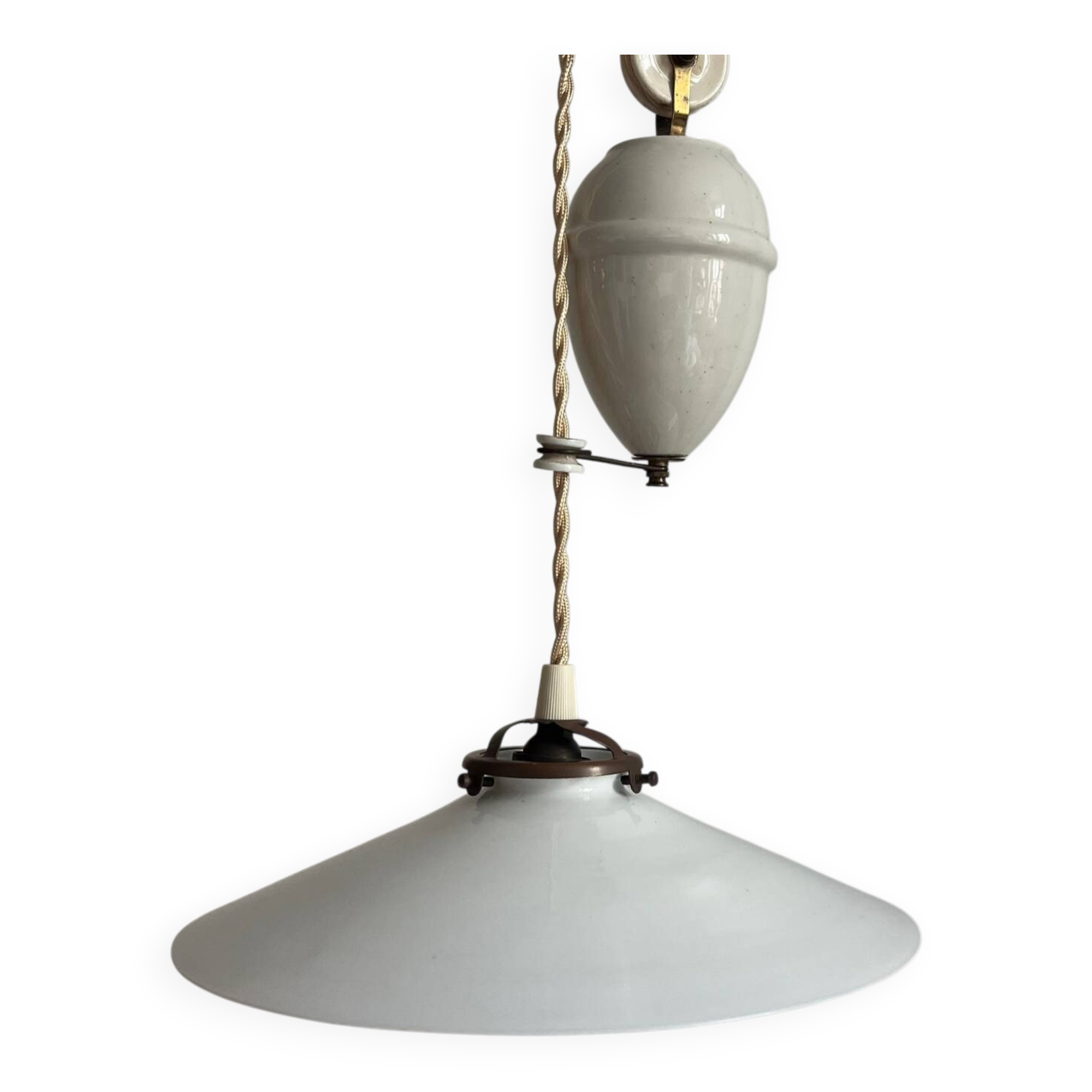 Antique opaline suspension, raised and lowered