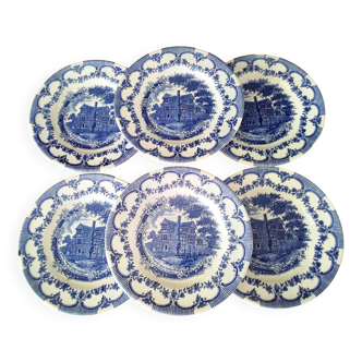 6 Assiettes à dessert Staffordshire