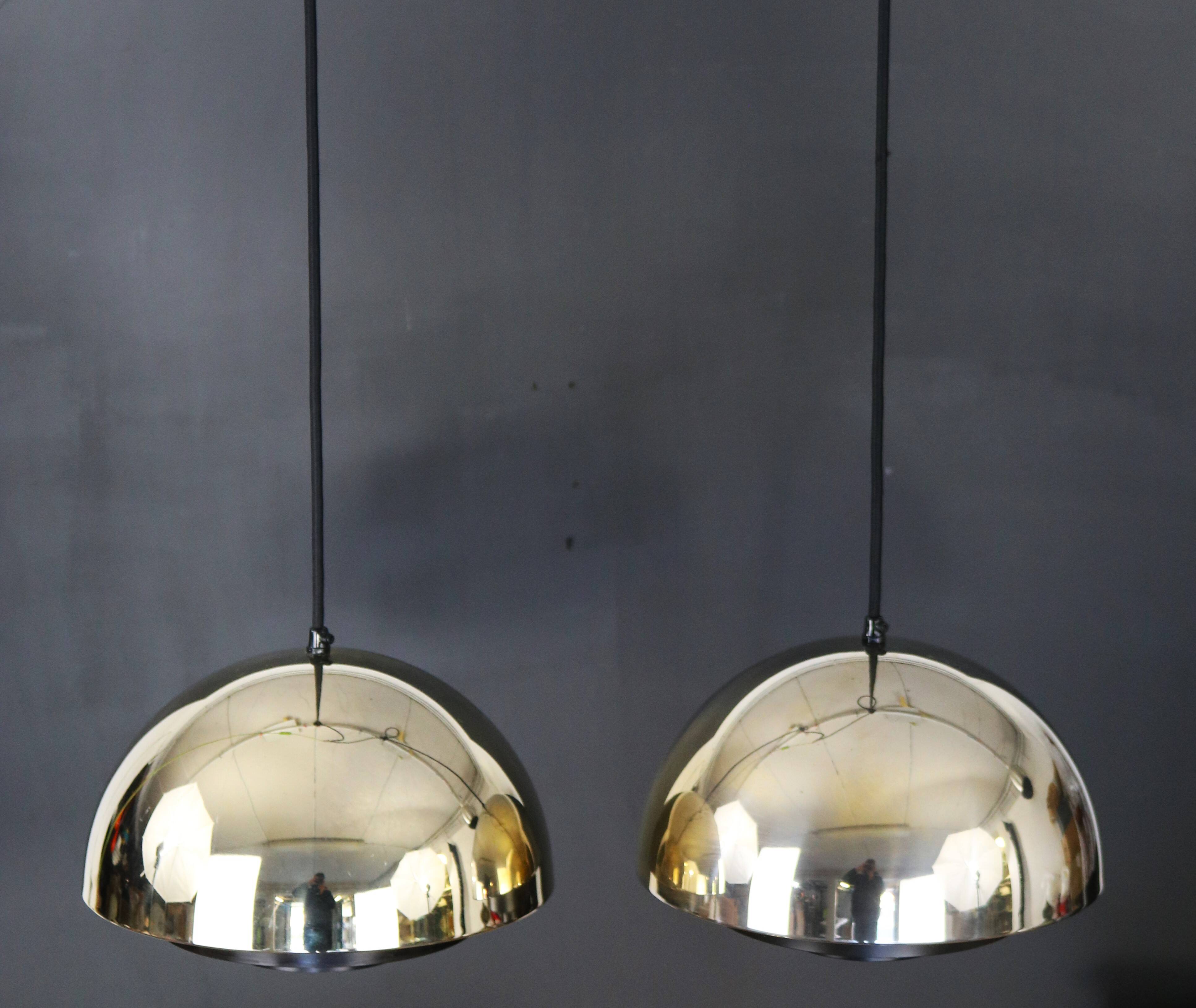 Pendant light “Milieu” Golden Line 24-carat-gold-plated. By Jo Hammerborg for Fog & Mørup. Denmark 1