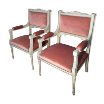 Pair of Louis XVI style armchairs
