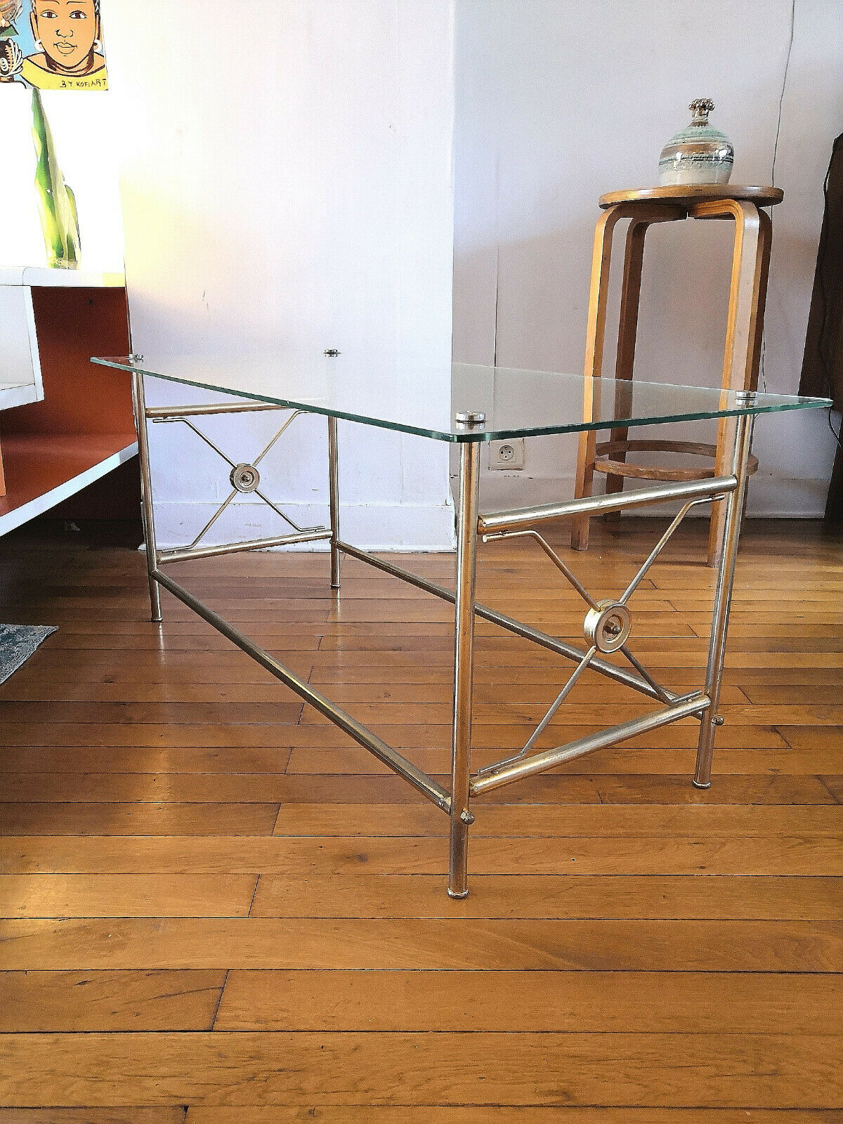 Coffee table 60/70 brass and glass