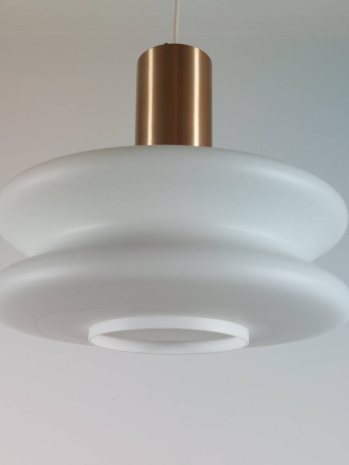 Vintage opal glass suspension in futuristic style, mid-century.