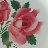 flat plates Digoin Sarreguemines Cibon – red roses decoration – vai