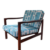 Model B-7752 Blue Jacquard Armchairs by Zenon Bączyk, 1960s, Set of 2
