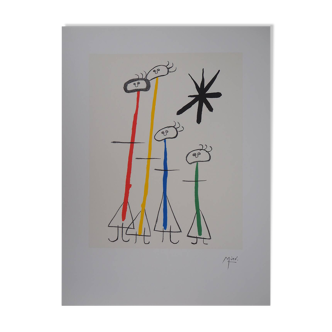Joan Miró: Surrealist Family with a Star - Signed Lithograph