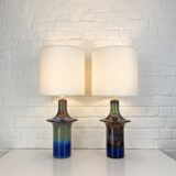 Paire de Lampes à poser en céramique Einar Johansen, Soholm, Danemark, 1960, Space Age