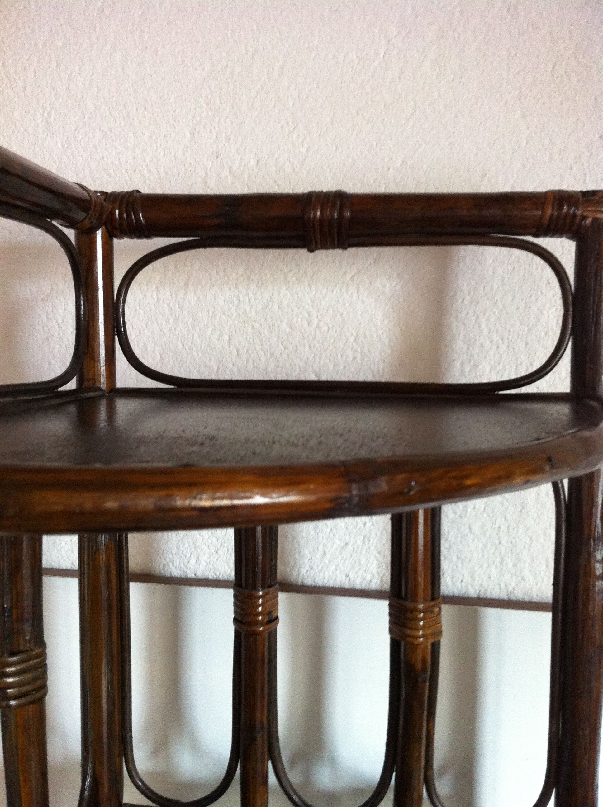 Vintage corner shelf in rattan