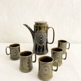 Service à café, thé, 1 verseuse et 5 tasses en porcelaine de Furnivals, made in England