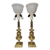 Extra-large urn-shaped bronze table lamp pair, 1960s