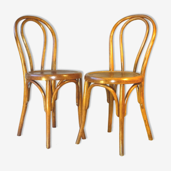 Paire de chaises bistrot N°18 1/2 assise art nouveau, 1930