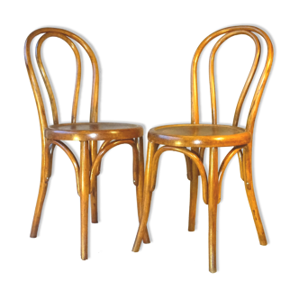 Paire de chaises bistrot N°18 1/2 assise art nouveau, 1930