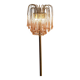 Lampe de sol vintage style Regency avec gouttes Murano en forme de cascade rose.