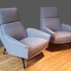 Pair of Guy Besnard armchairs, France 1960, new fabric