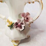 Vase soliflore, earthenware, signed Bassano, floral decoration