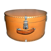 Vintage hat box, caramel beige hat carton 1920-1930
