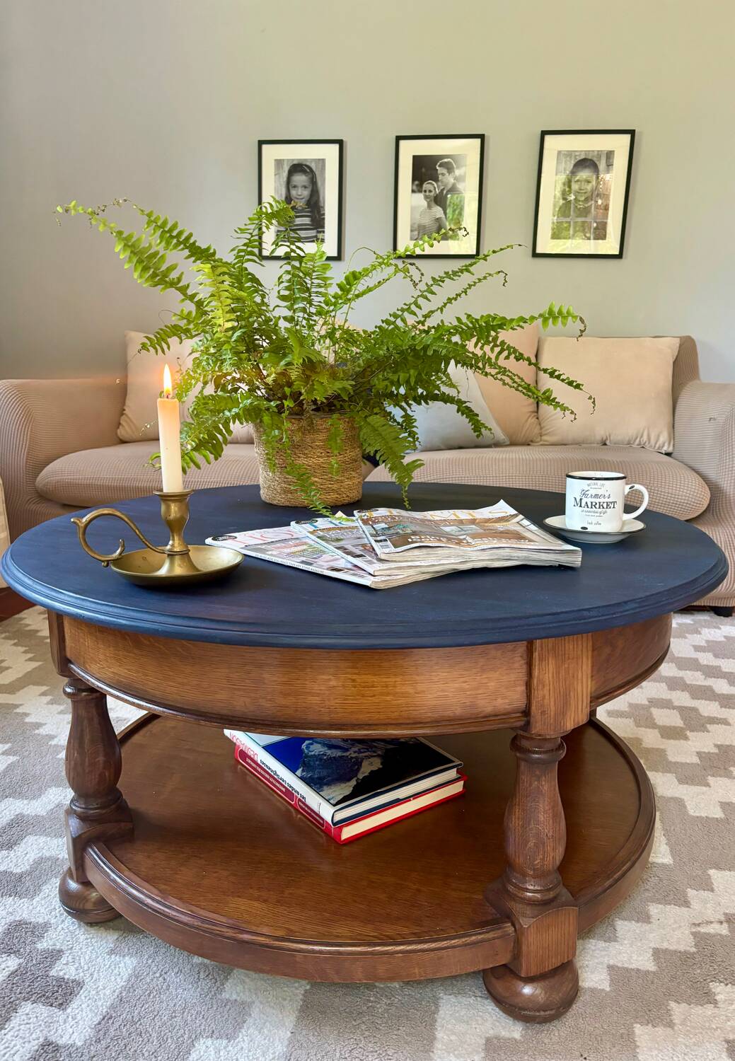 Table basse ronde en bois massif