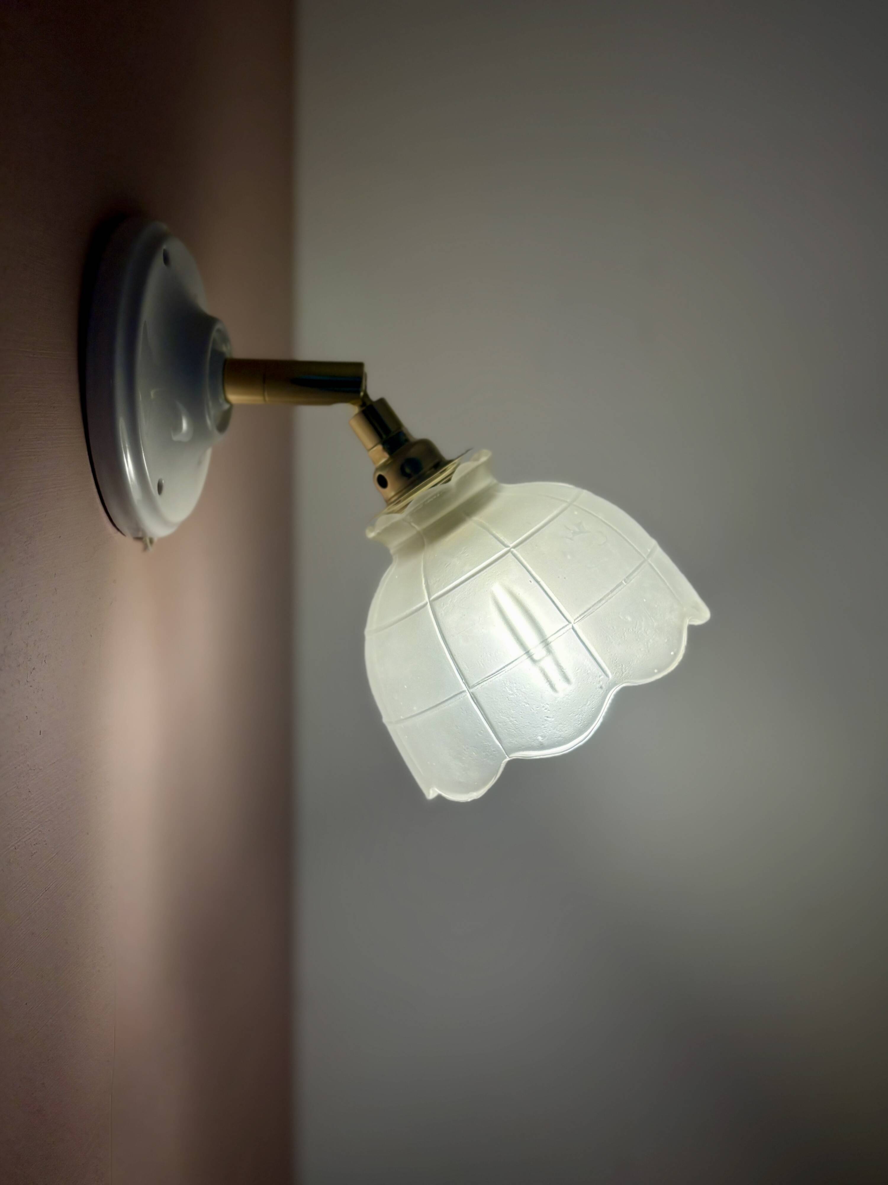 Vintage frosted glass tulip wall light