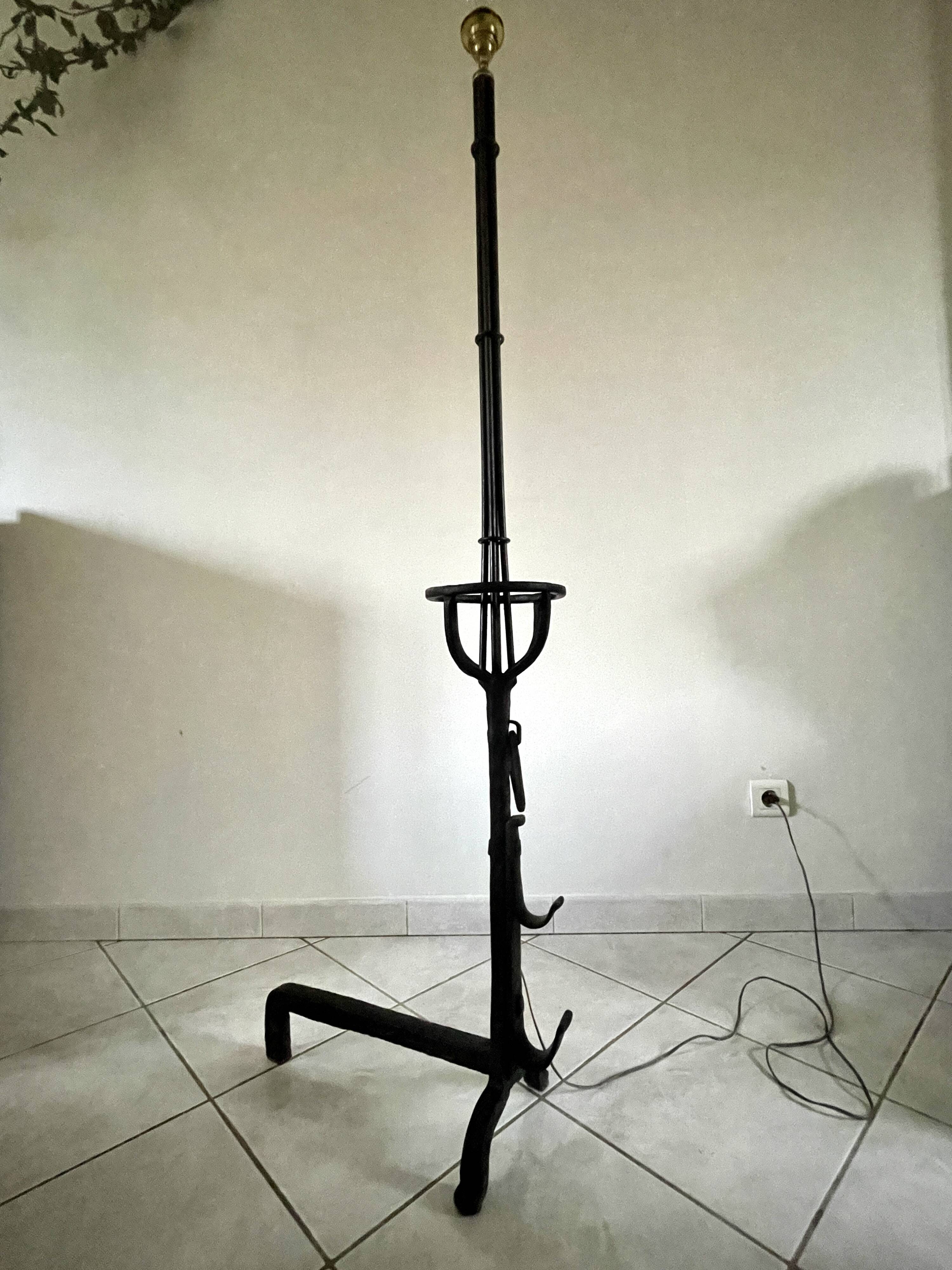19th century wrought iron floor lamp