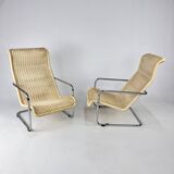 Set of 2 Cantilever Woven Lounge Chairs, 1980s