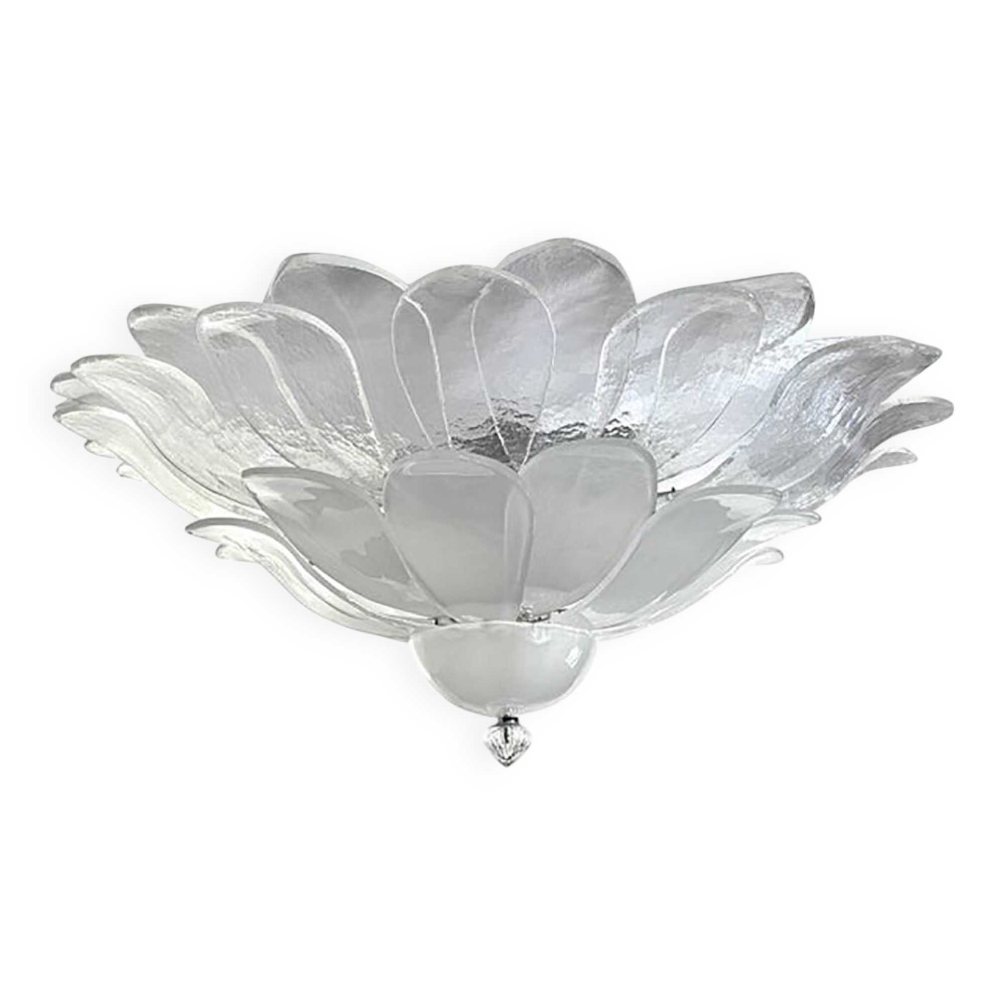 Contemporary Modern Transparent and Sanded "Petals" Glass Flus