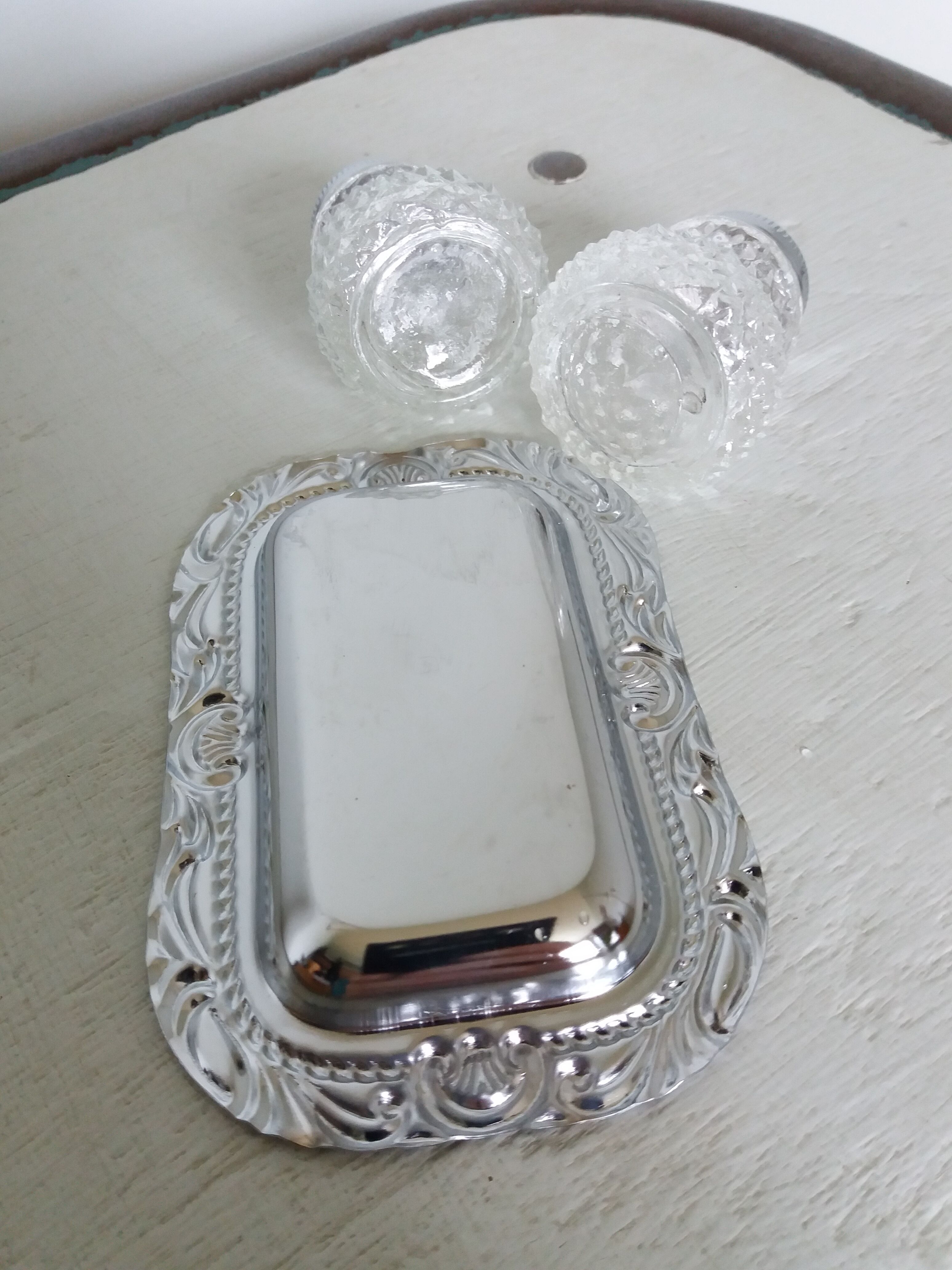 Salt shaker and pineapple shaped pepper