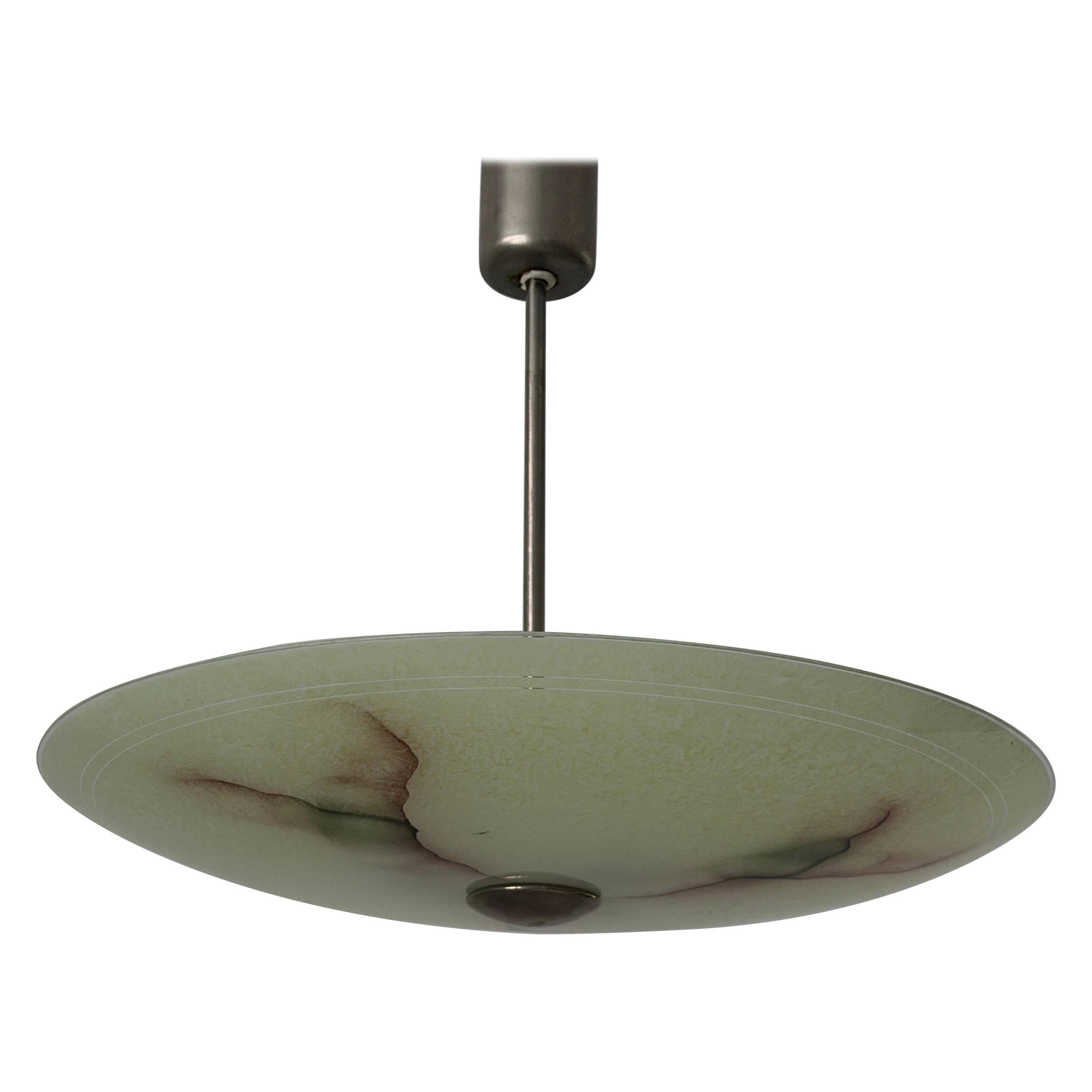 Art Deco ceiling light in green glass, 1940s, Germany