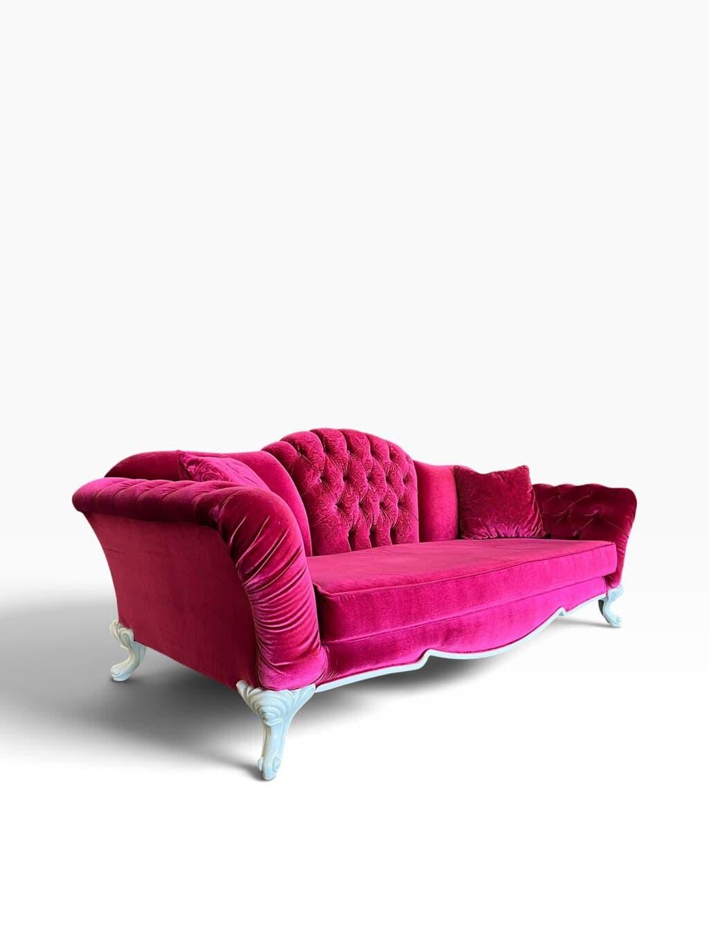 XL vintage fuchsia baroque armchair/sofa