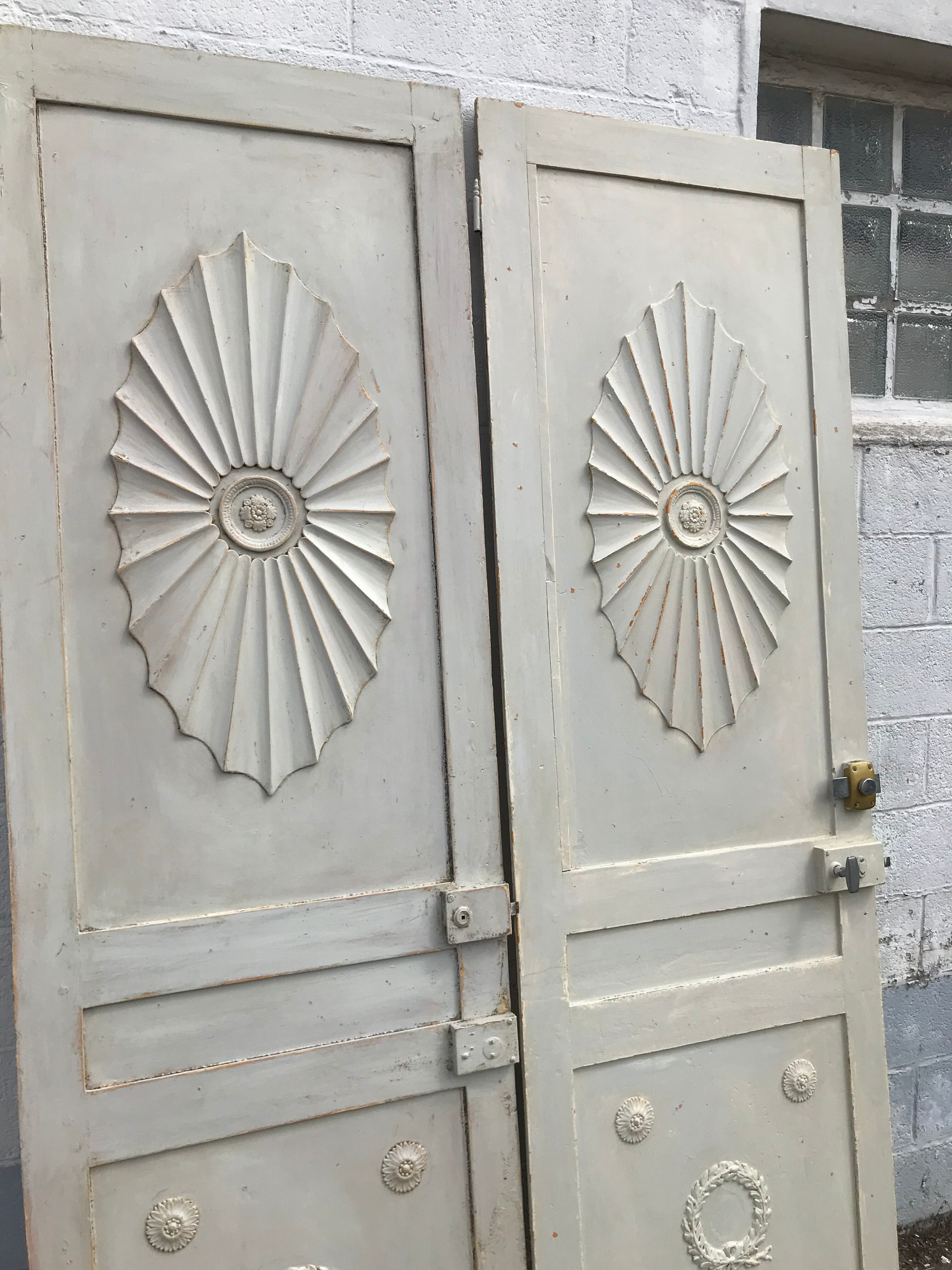 Pair of doors with wood molding