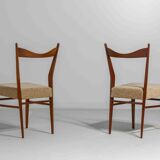 Set of slender mid-century dining chairs with finely curved backs, 1960s