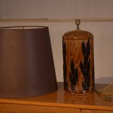 Ceramic lamp with bamboo decor, 1960s